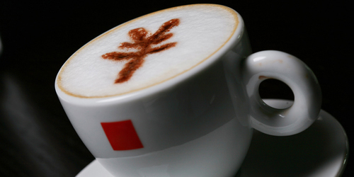 Cappuccino with Yuan symbol